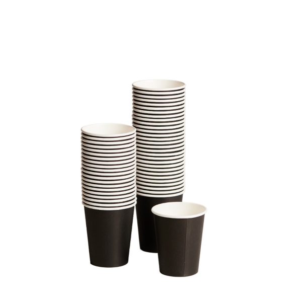 Coffee Cups- 8oz Single Wall Eco Cup - Black